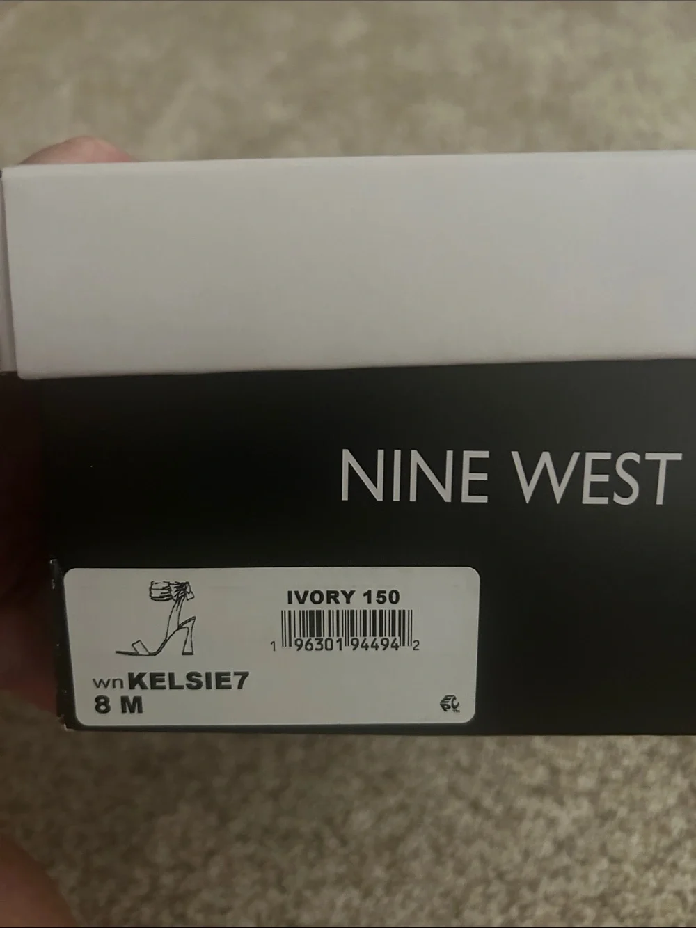 Nine West Ivory Satin Bow Ankle-Tie Block Heel Sandal
